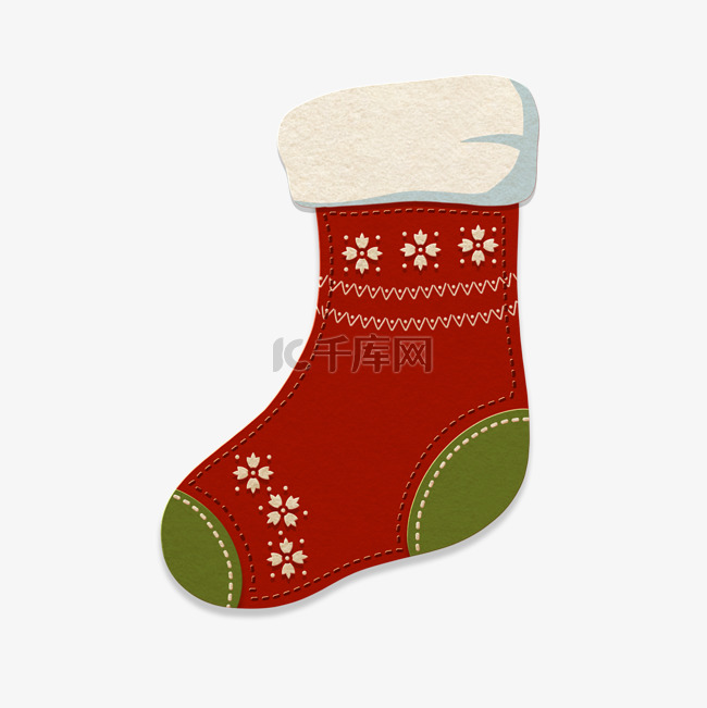 圣诞节剪纸风毛毡圣诞袜