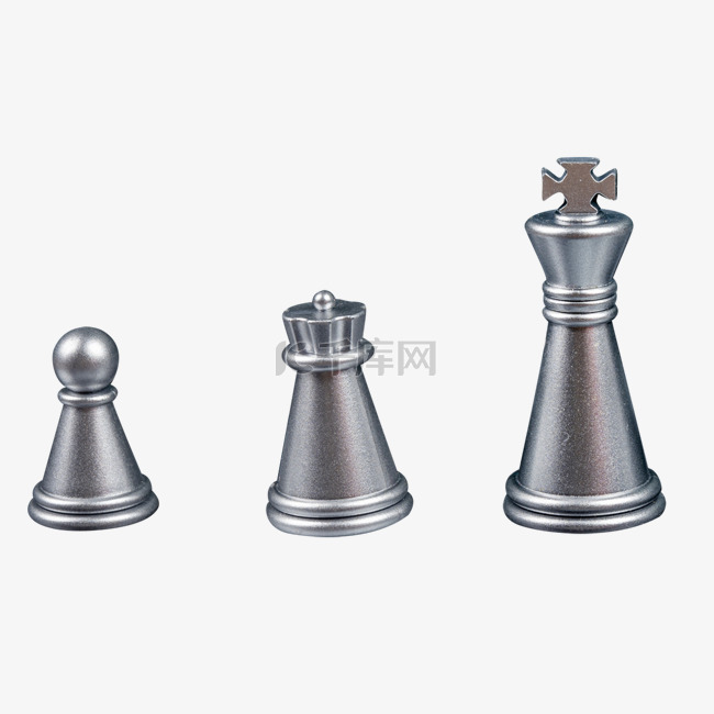国际象棋银色棋子下棋