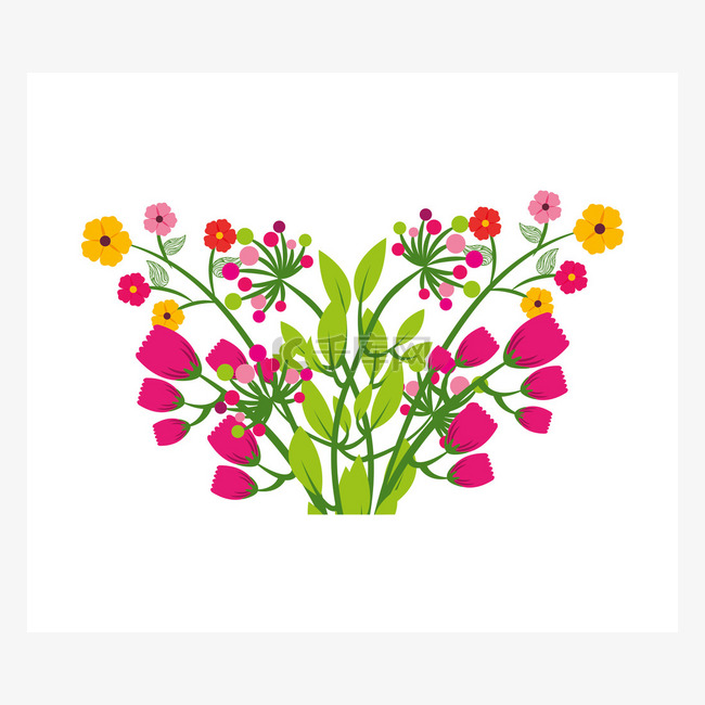 花植物装饰孤立的图标