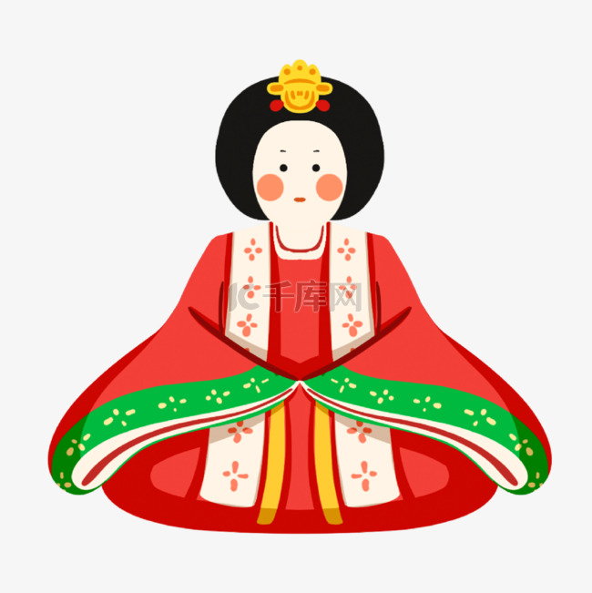 日本女儿节红色长袍娃娃