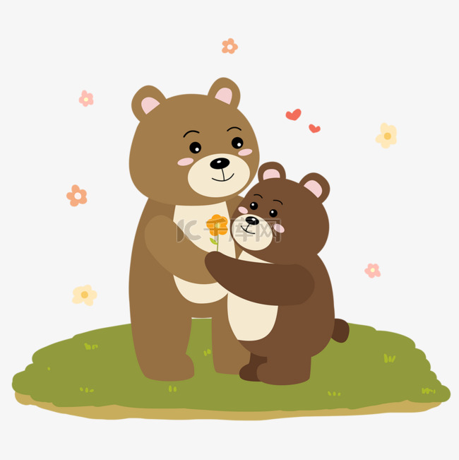 棕熊送花给母亲动物母亲节