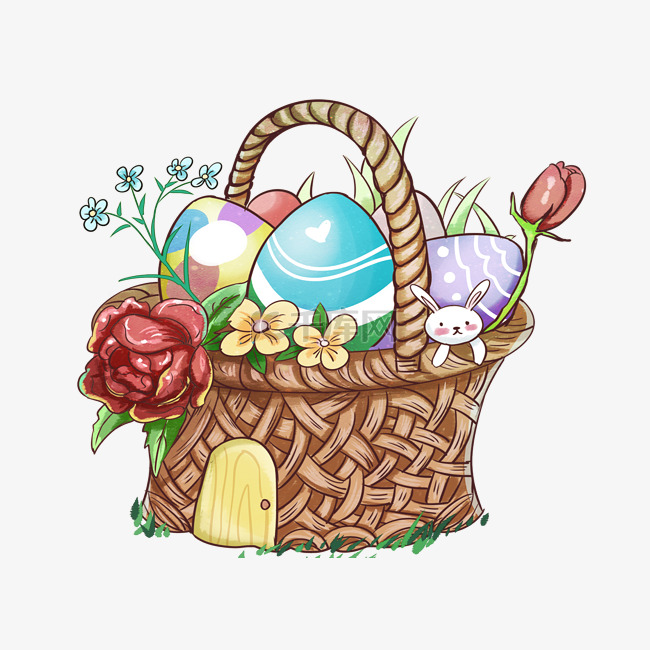 复活节兔子彩蛋花篮