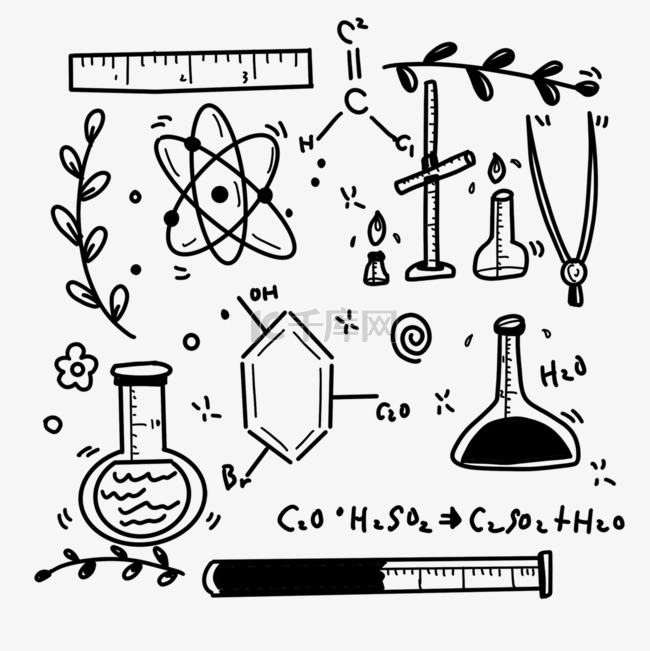 黑色涂鸦化学科学教育相关图