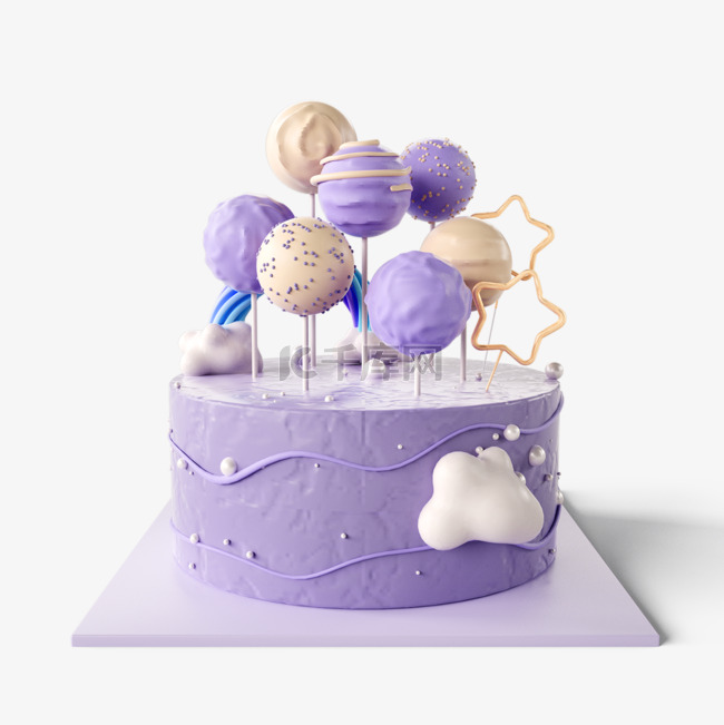紫色巧克力棒棒糖蛋糕
