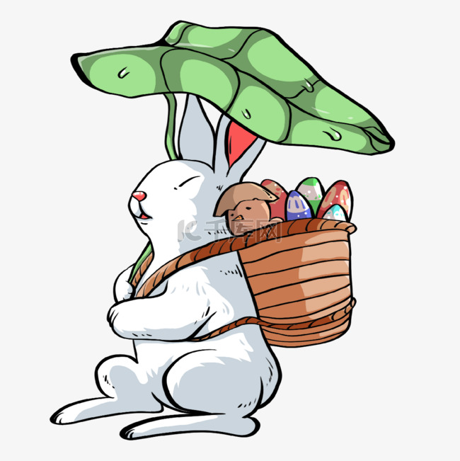 兔子小鸡彩蛋芭蕉叶复活节