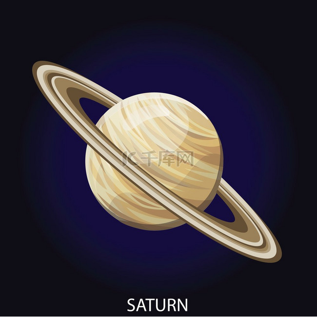 行星土星 3D 卡通矢量图。