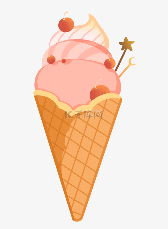 夏日冷饮粉色冰淇淋