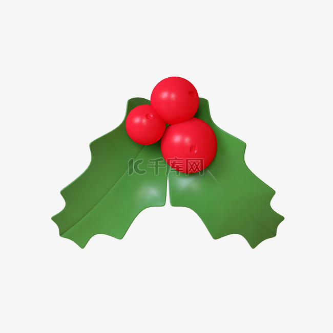 卡通3D立体圣诞圣诞节植物红果