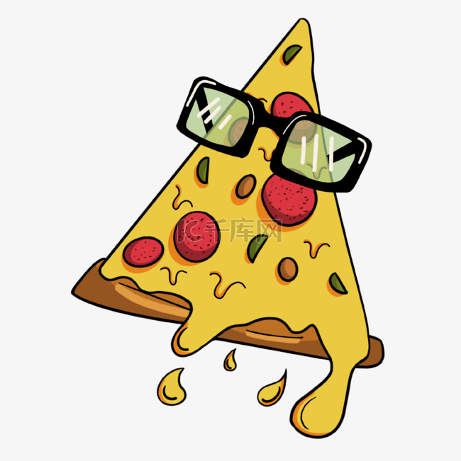 披萨美食创意眼镜卡通插画