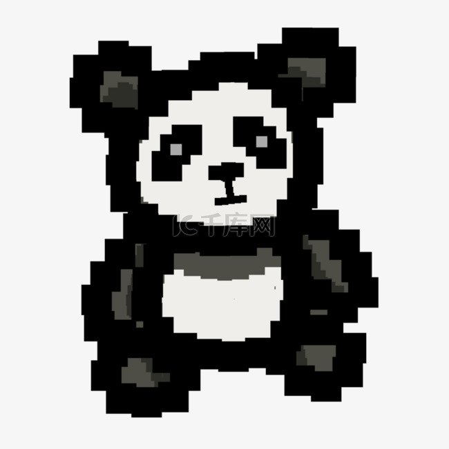 像素艺术游戏用品黑白熊猫