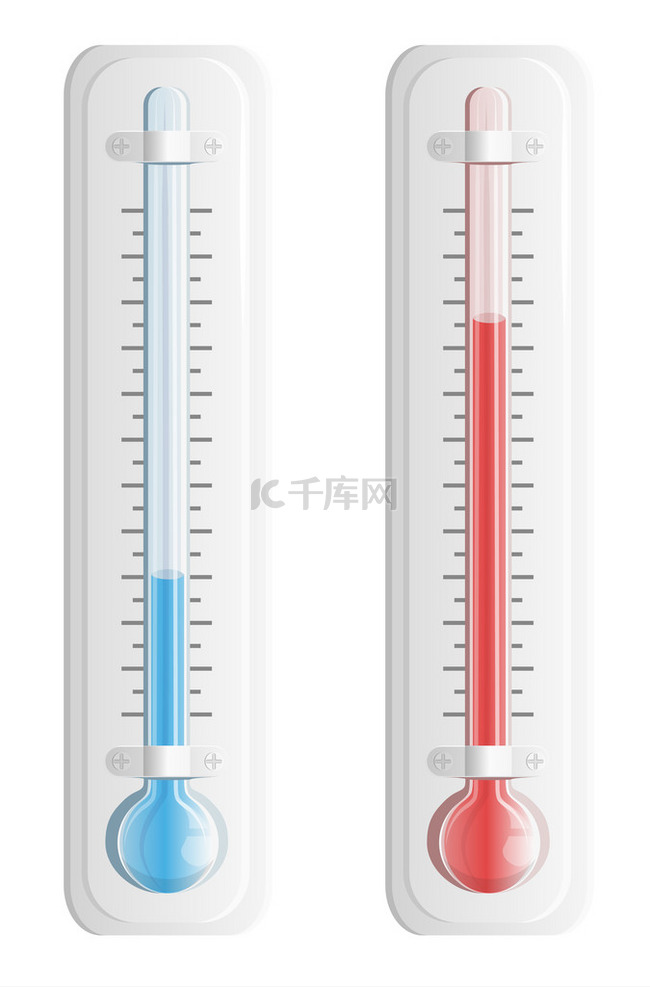 温度计。冷热温度。矢量.