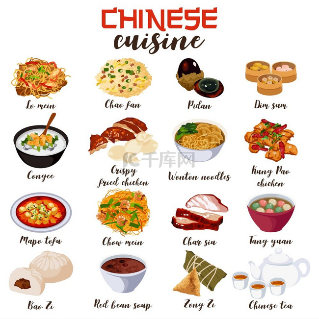 中国美食的矢量图解