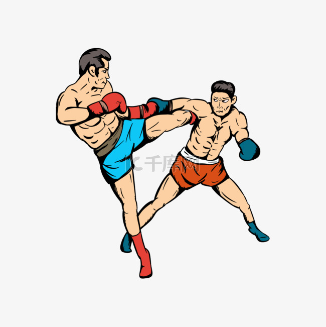 泰拳运动人物卡通格斗竞赛