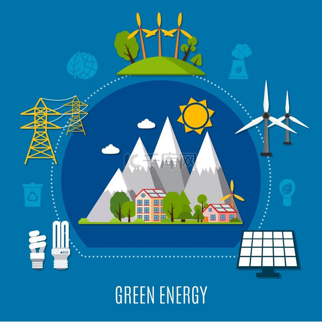 绿色能源构成绿色能源构成带太阳
