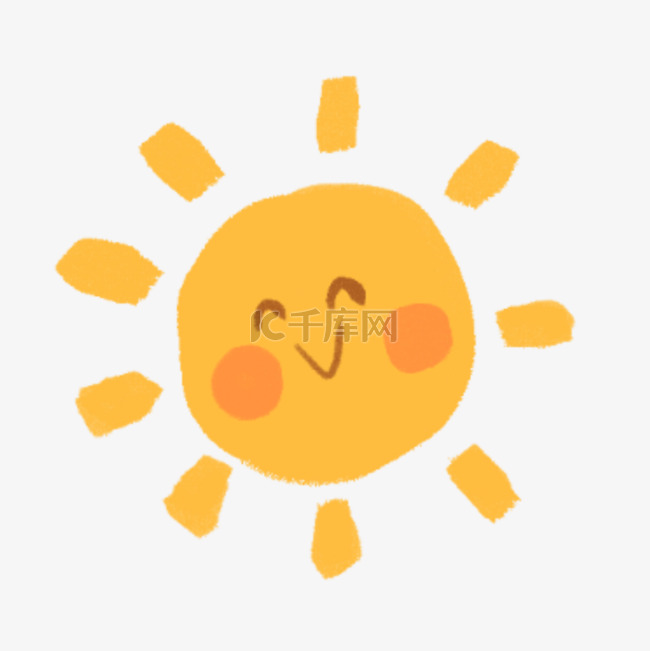夏季卡通可爱手绘黄色太阳