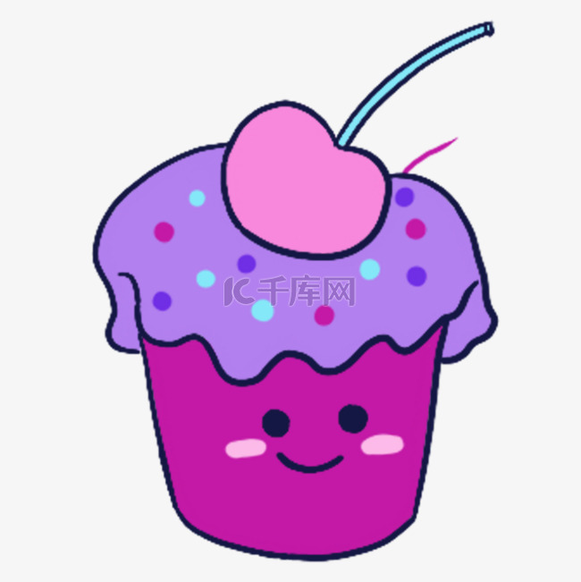 蓝紫色系生日组合樱桃杯子蛋糕