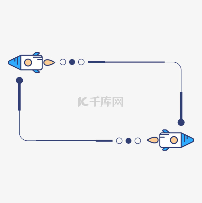 卡通科技火箭边框航天