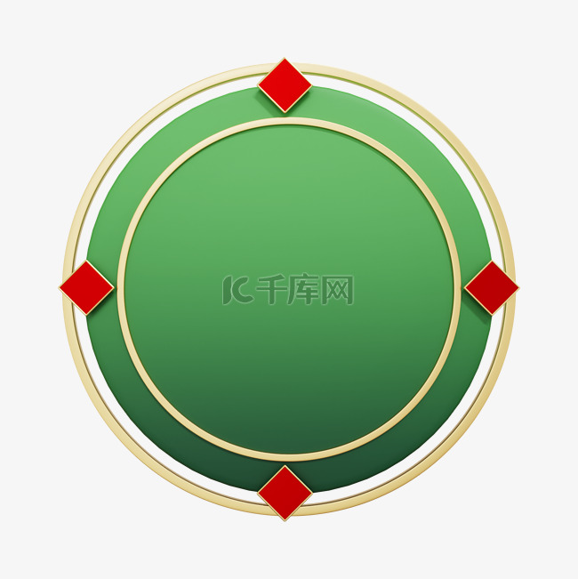3DC4D立体国潮绿色圆形边框