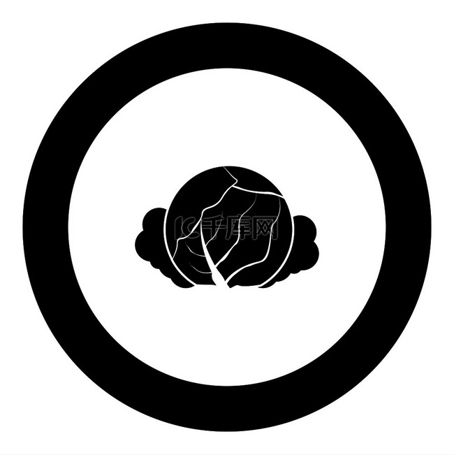 圆圈矢量图中的卷心菜图标黑色
