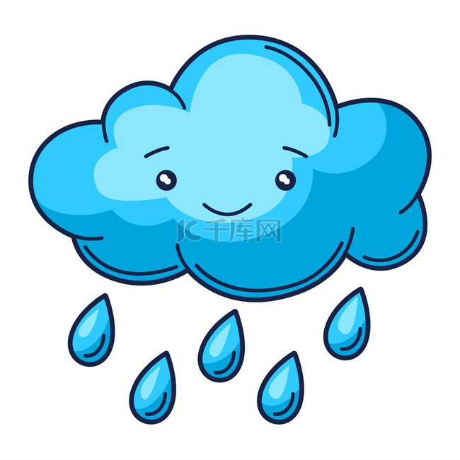 可爱的卡哇伊云与雨的插图。