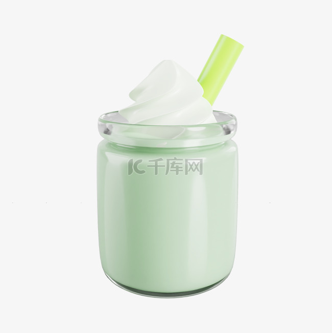 3D立体C4D饮品抹茶冰淇淋
