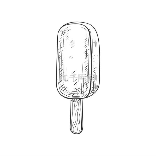 冰淇淋棒巧克力甜点孤立草图可可