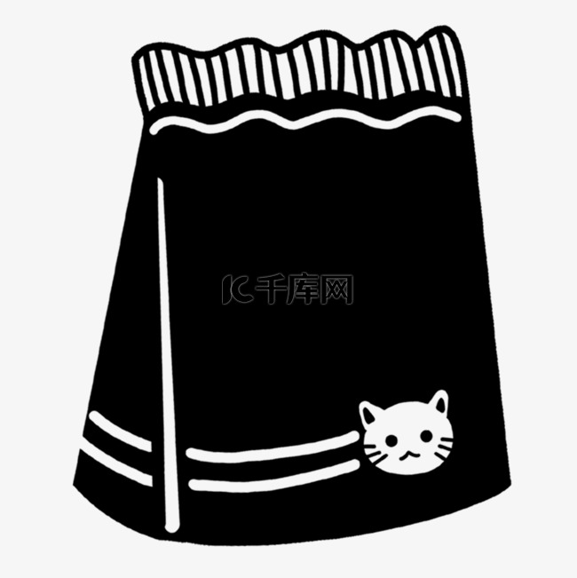 创意黑白单色涂鸦猫粮包装
