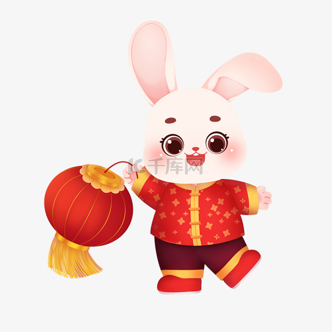 新春兔子喜庆欢度新年春节卡通红
