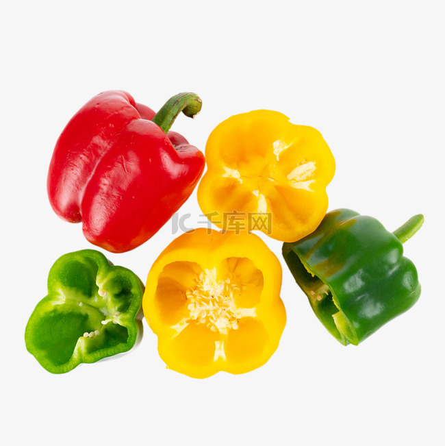 新鲜绿色蔬菜彩色菜椒