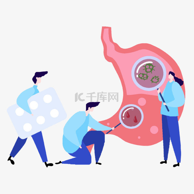 胃肠健康检查医疗扁平风格人物