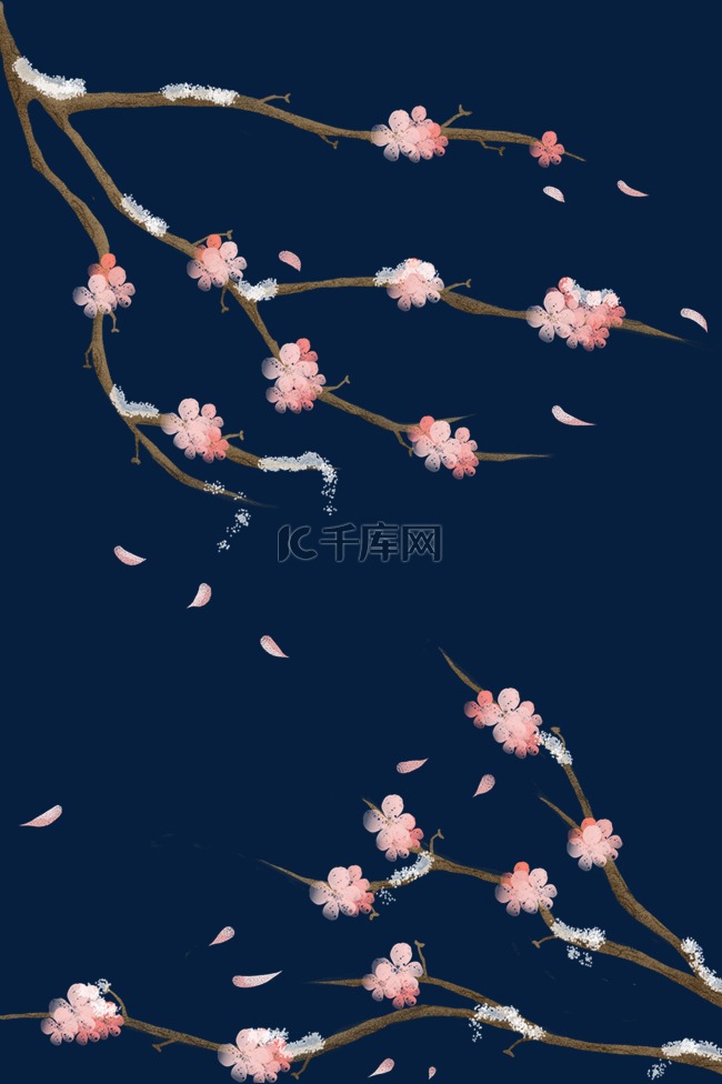 梅花树枝冬季