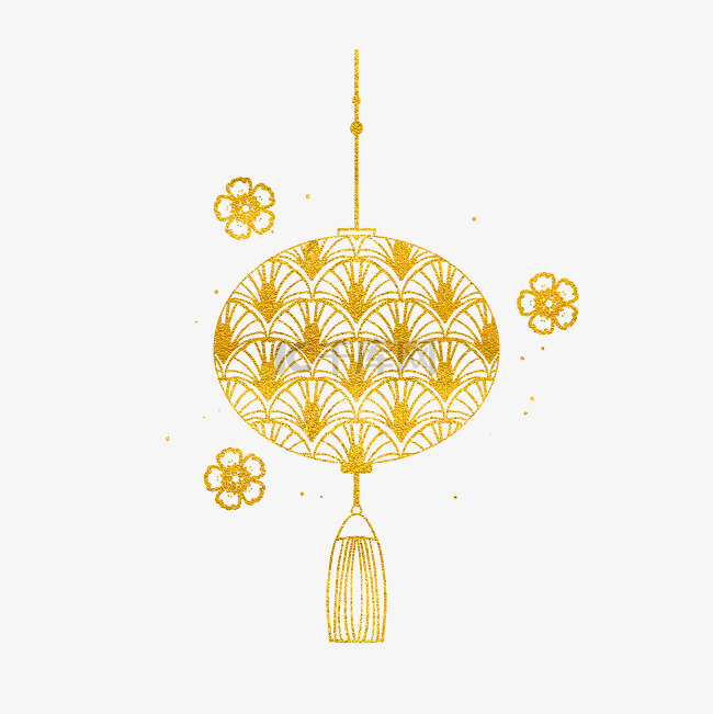 新年金色灯笼花纹烫金描线