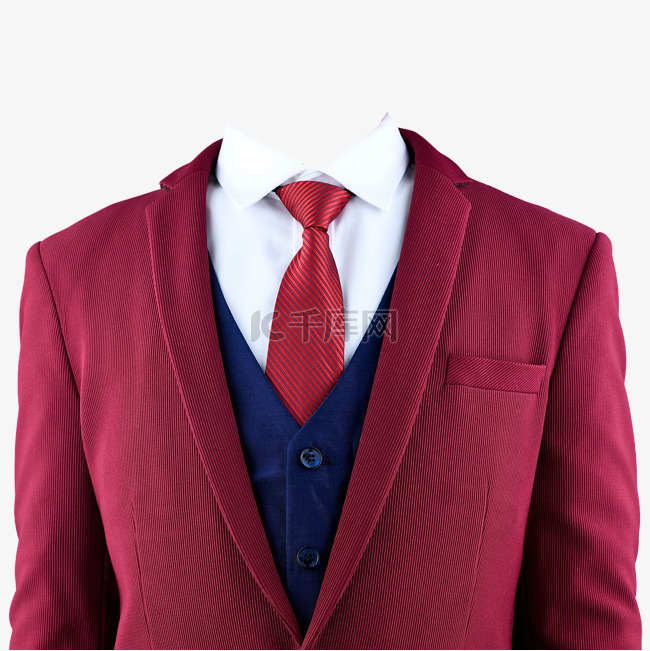 摄影图白衬衫红西装红领带