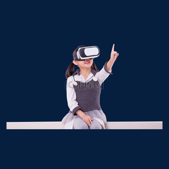 VR眼镜科技手指触摸女孩