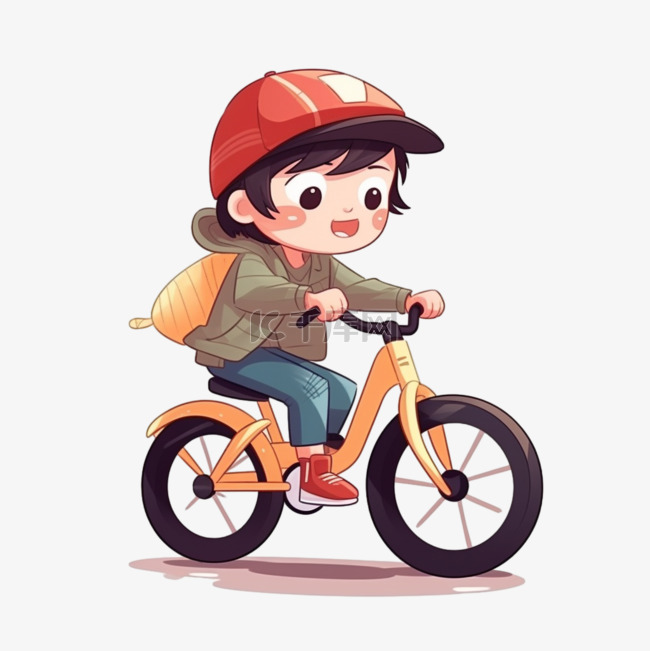 卡通手绘骑自行车儿童