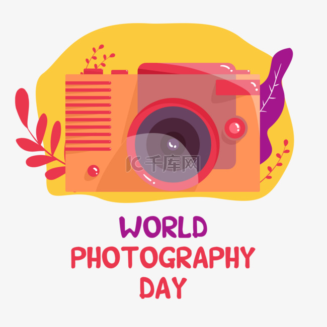 世界摄影日橙色照相机