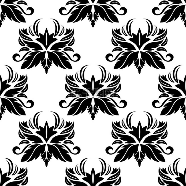 用于纺织品或墙纸设计的黑色花边