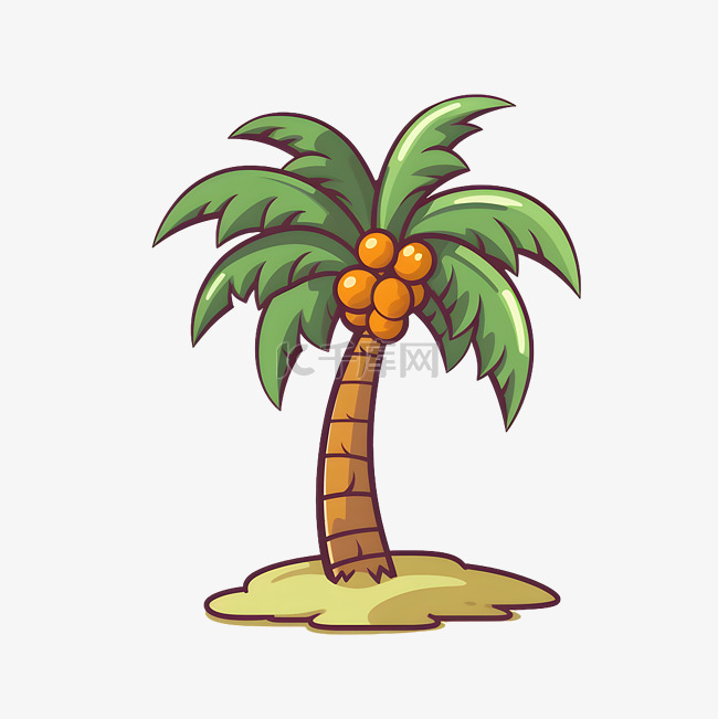 卡通风格扁平茂盛棕榈树
