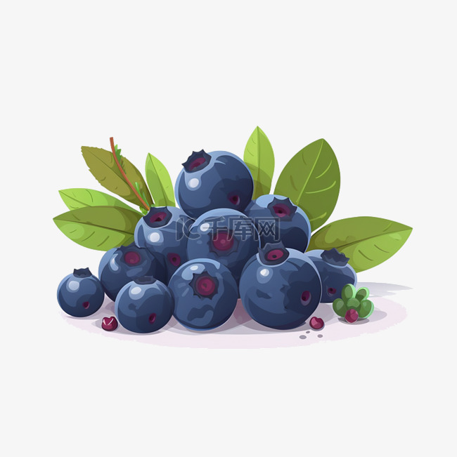 夏季扁平卡通风一些蓝莓