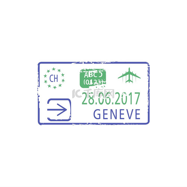 签证印章抵达日内瓦机场隔离印章