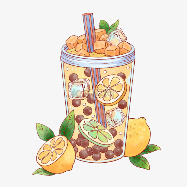 芒果柠檬水果波波茶