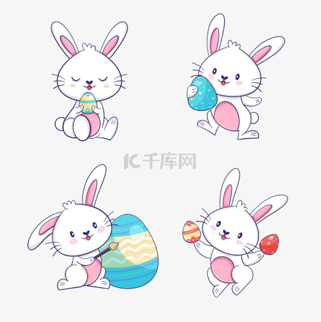 复活节可爱兔子和彩蛋