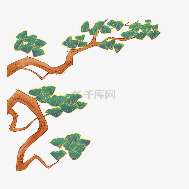 中国风国潮风描线松树国松
