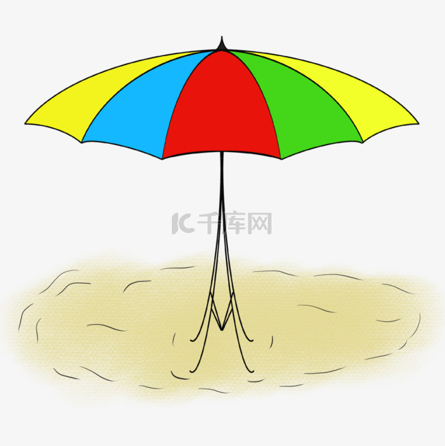 多色卡通沙滩伞剪贴画