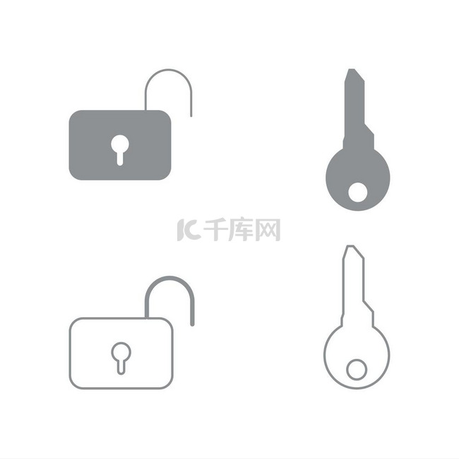 钥匙和锁设置图标