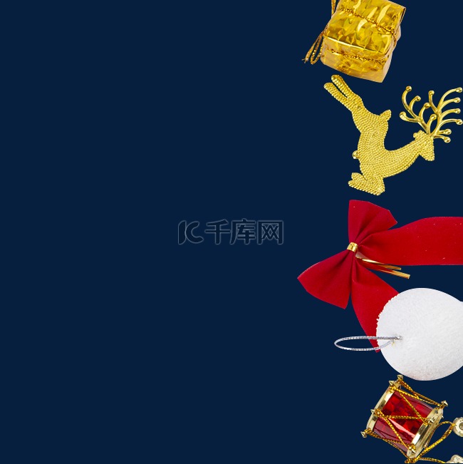 金色红色蝴蝶结礼物节日外国小鹿