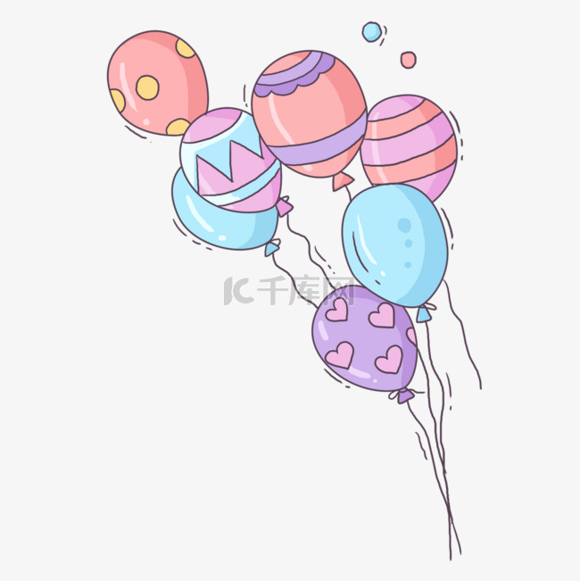 气球绳子彩色紫色绘画插图