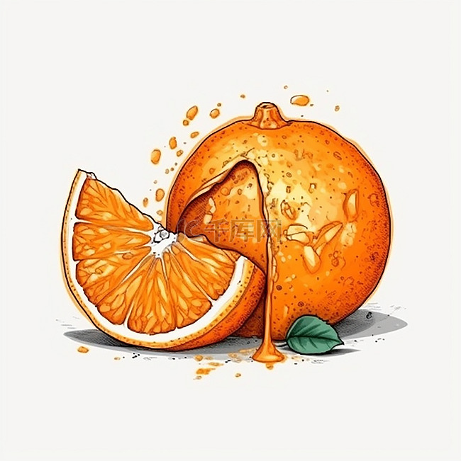 被剥开一半的橙子