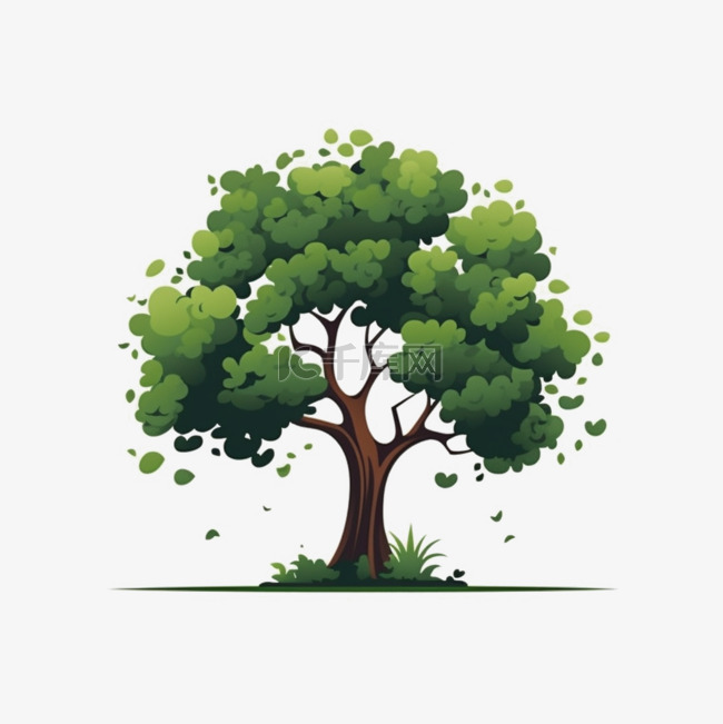 卡通手绘植物大树树木