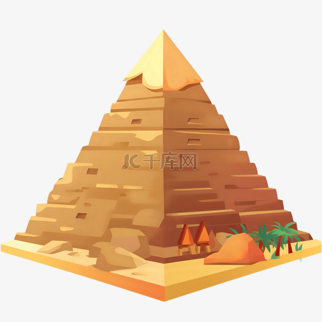 卡通扁平风格埃及金字塔